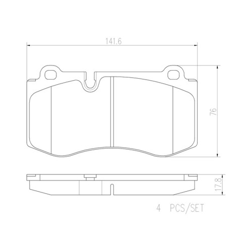 PRIME Ceramic Brake Pad Set for 2007-2014 Mercedes-Benz (S550, S600, CL550, CL600) P50074N - diagram