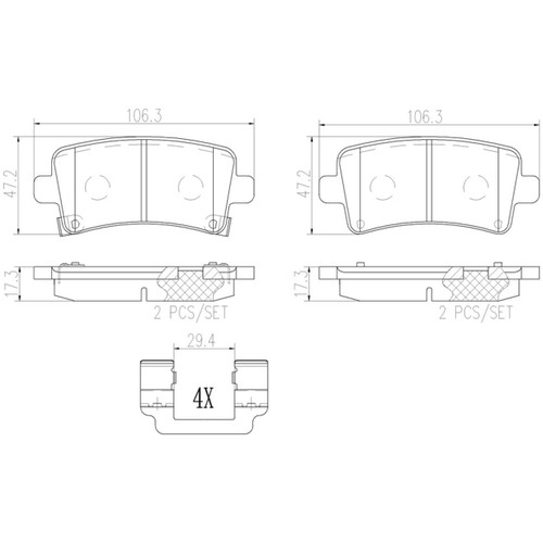 PRIME Ceramic Brake Pad Set for 2010-2019 Buick/Chevrolet/Cadillac (LaCrosse, Regal, Malibu, XTS) P59060N - diagram