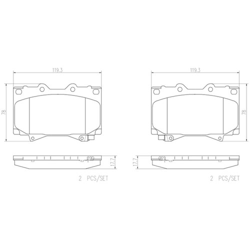 PRIME Ceramic Brake Pad Set for 1998-2007 Lexus/Toyota (LX470, Land Cruiser) P83048N - diagram