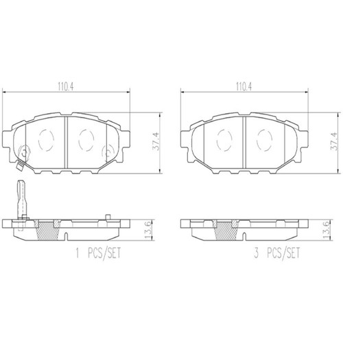 PRIME Ceramic Brake Pad Set for 2005-2023 Subaru/Toyota (Outback, Legacy, Impreza, Forester) P78020N - diagram