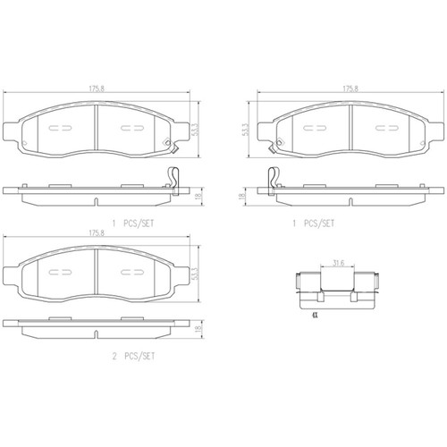 PRIME Ceramic Brake Pad Set for 2004-2007 Nissan/INFINITI (TITAN, QX56, Armada, Pathfinder Armada) P58001N - diagram
