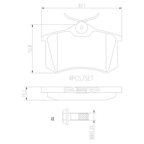 PRIME Ceramic Brake Pad Set for 1991-2006 Volkswagen/Audi (Golf, Passat, Jetta, A4) P85017N - diagram
