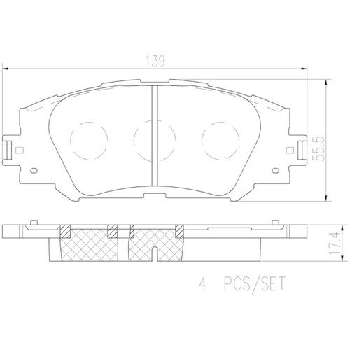 PRIME Ceramic Brake Pad Set for 2014-2018 Toyota (Corolla) P83155N - diagram