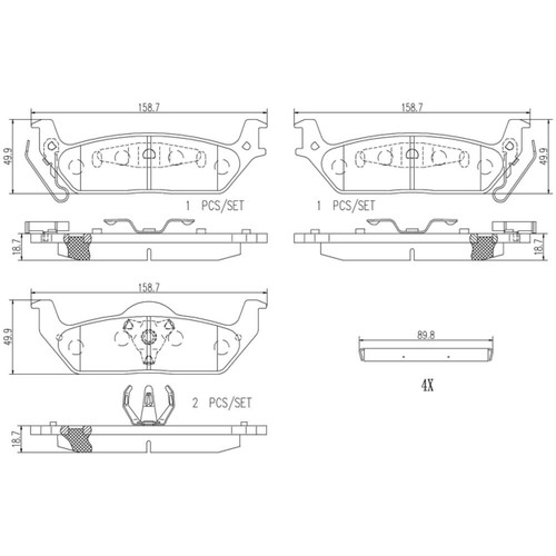 PRIME Ceramic Brake Pad Set for 2004-2011 Ford/Lincoln (F-150, Mark LT) P56091N - diagram