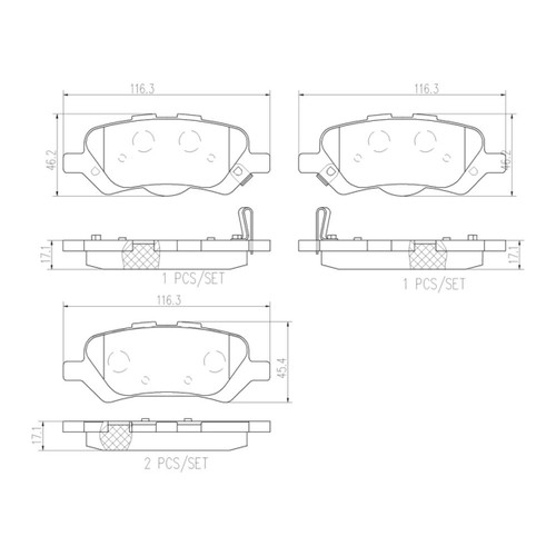 PRIME Ceramic Brake Pad Set for 2009-2015 Toyota (Venza) P83158N - diagram