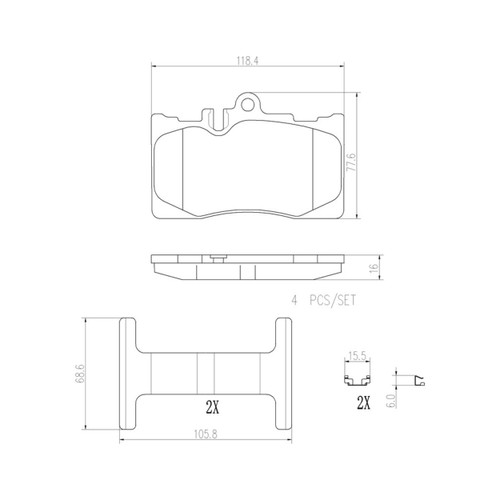PRIME Ceramic Brake Pad Set for 2001-2006 Lexus (LS430) P83058N - diagram