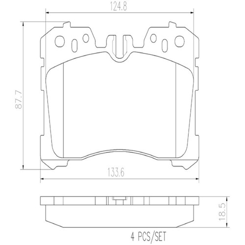 PRIME Ceramic Brake Pad Set for 2007-2025 Lexus/Toyota (LS460, LS600h, LS500h, LS500) P83075N - diagram