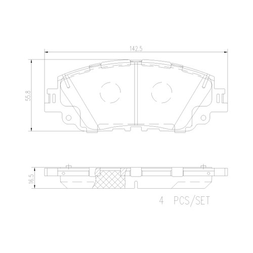 PRIME Ceramic Brake Pad Set for 2019-2025 Lexus/Toyota (UX200, UX250h, Camry, C-HR) P83172N - diagram