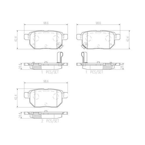 PRIME Ceramic Brake Pad Set for 2008-2022 Scion/Pontiac/Toyota (xB, Vibe, Corolla, Matrix) P83133N - diagram