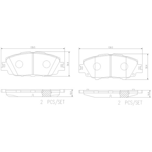 PRIME Ceramic Brake Pad Set for 2019-2025 Toyota/Lexus (Corolla, Prius Prime, Prius, UX300h) P83175N - diagram