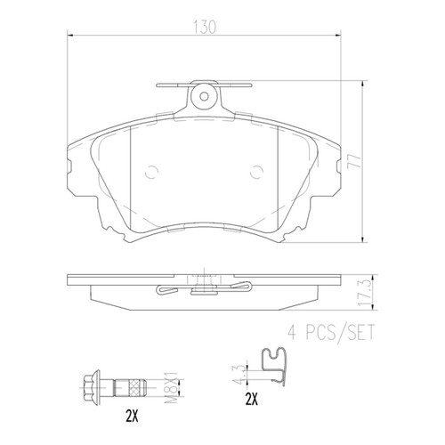 PRIME Ceramic Brake Pad Set for 2000-2004 Volvo (S40, V40) P86017N - diagram
