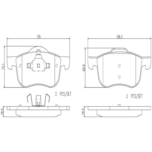 PRIME Ceramic Brake Pad Set for 1999-2009 Volvo (S60, S80, V70, XC70) P86016N - diagram