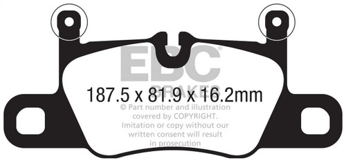 EBC 2016+ Porsche 911 (991/2 w/Cast Iron Rotors) 3.0TT Carrera Redstuff Rear Brake Pads