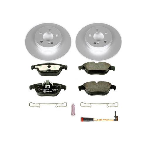 Rear Evolution Coated Rotors, Ece-R90 Brake Pads + Hardware Kit ESK5625 - front view