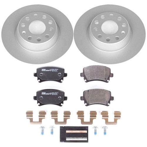 Rear Evolution Coated Rotors, Ece-R90 Brake Pads + Hardware Kit ESK2261 - front view