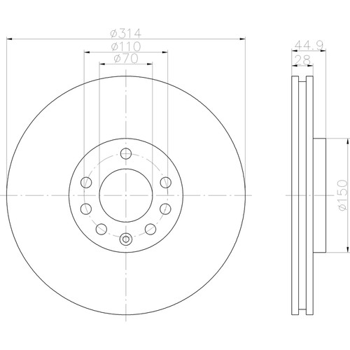Disc Brake Rotor 355122562 - diagram