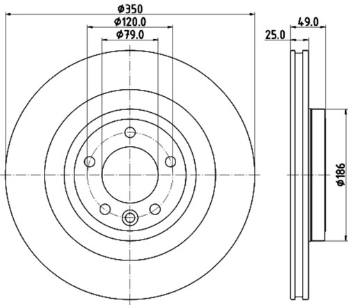 Disc Brake Rotor 355123091 - diagram