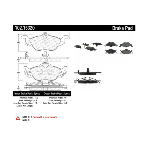C-Tek Semi-Metallic Brake Pads with Shims for 2000-2008 Chevrolet (Astra, Zafira) 102.15320