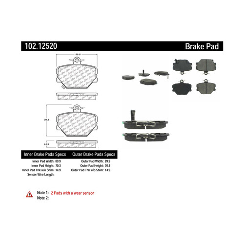 C-Tek Semi-Metallic Brake Pads with Shims for 2004-2015 Smart (Fortwo, Crossblade, Roadster, Cabrio) 102.12520