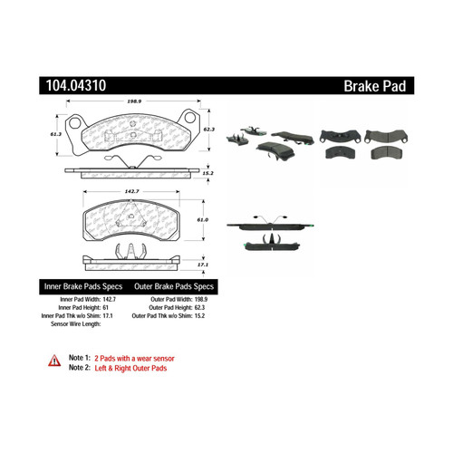 Posi Quiet Semi-Metallic Brake Pads with Hardware for 1987-1993 Ford (Mustang, Thunderbird) 104.04310