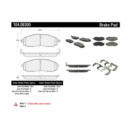 Posi Quiet Semi-Metallic Brake Pads with Hardware for 2000-2004 Nissan (Frontier, Xterra) 104.08300