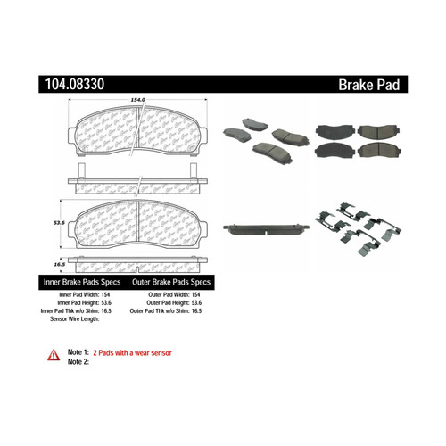 Posi Quiet Semi-Metallic Brake Pads with Hardware for 2002-2012 Saturn/Ford/Mercury (Vue, Explorer, Ranger, Mountaineer) 104.08330