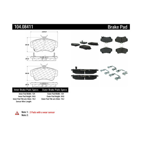 Posi Quiet Semi-Metallic Brake Pads with Hardware for 2003-2009 Chrysler/Dodge (PT Cruiser, Neon) 104.08411