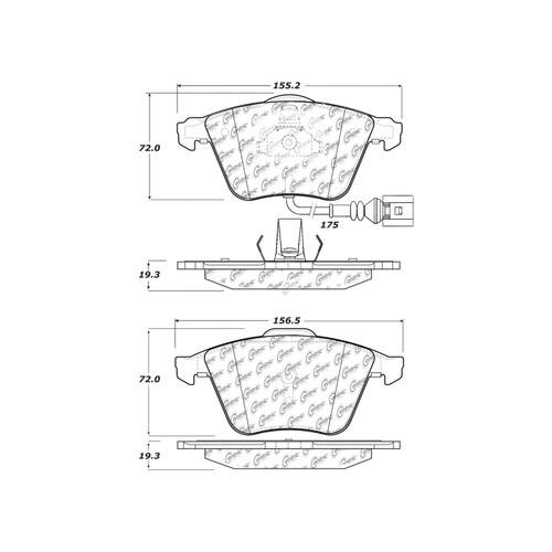 Posi Quiet Semi-Metallic Brake Pads with Hardware for 2008-2015 Audi/Volkswagen (TT Quattro, S3, Golf R, TTS Quattro) 104.11110