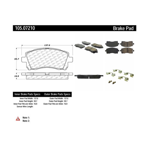 Posi Quiet Ceramic Brake Pads with Shims and Hardware for 1997-2003 Subaru (Forester, Impreza, Legacy, Outback) 105.07210