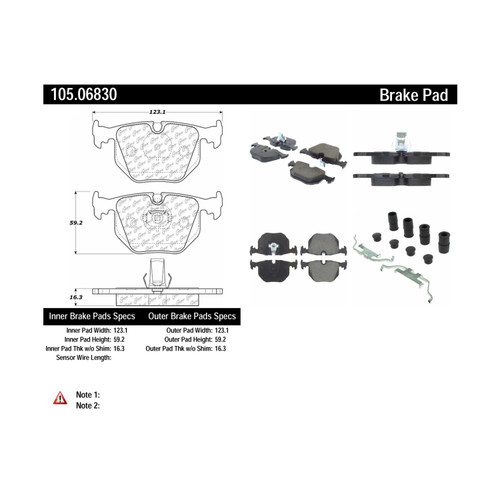 Posi Quiet Ceramic Brake Pads with Shims and Hardware for 1991-2010 Land Rover/BMW/Bentley (Range Rover, 330Ci, 330i, 330xi) 105.06830