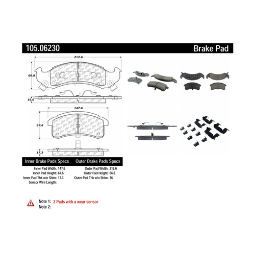Posi Quiet Ceramic Brake Pads with Shims and Hardware for 1994-1999 Buick/Cadillac/Chevrolet (LeSabre, Park Avenue, Riviera, DeVille)