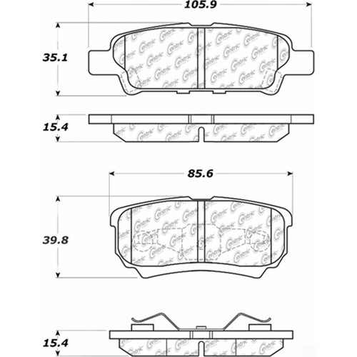Posi Quiet Ceramic Brake Pads with Shims and Hardware for 2004-2017 Mitsubishi/Dodge/Jeep (Lancer, Outlander, Caliber, Compass) 105.10370