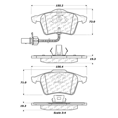 Posi Quiet Ceramic Brake Pads with Shims and Hardware for 2001-2011 Audi/Seat (A4, S4, A6 Quattro, A4 Quattro) 105.09151