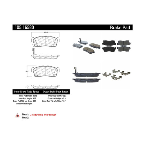Posi Quiet Ceramic Brake Pads with Shims and Hardware for 2012-2016 Mitsubishi (i-MiEV) 105.16580
