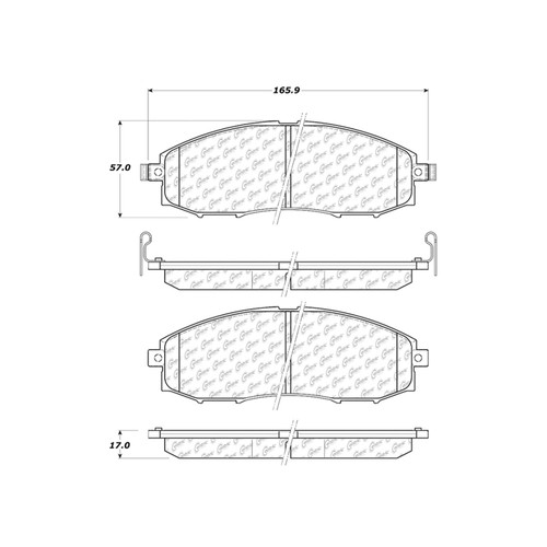 Posi Quiet Extended Wear Brake Pads with Shims and Hardware for 2000-2004 Nissan (Frontier, Xterra) 106.08300