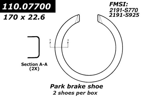 Premium Parking Brake Shoes for 1997-2010 Buick/Chevrolet/Oldsmobile (Regal, Impala, Monte Carlo, Alero) 111.07700