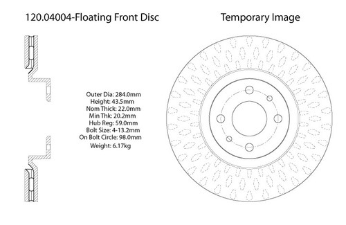 Premium Brake Rotor for 2012-2020 Fiat/Ram (500, Palio, 700) 120.04004