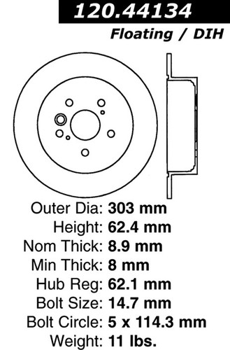 Premium Brake Rotor for 2004-2005 Toyota (RAV4) 120.44134