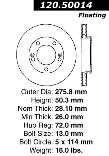 Premium Brake Rotor for 2003-2005 Kia (Sedona) 120.50014