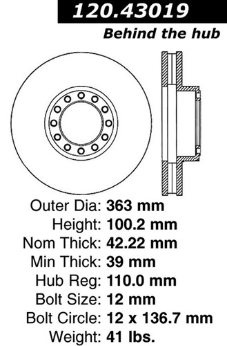 Premium Brake Rotor for 1999-2010 Chevrolet/GMC/Isuzu (W5500 Tiltmaster, W5500 Forward, W5500HD Tiltmaster, W5500HD Forward) 120.43019