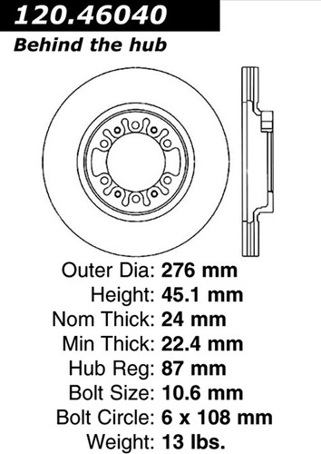 Premium Brake Rotor for 1993-2004 Mitsubishi (Montero, Montero Sport) 120.46040