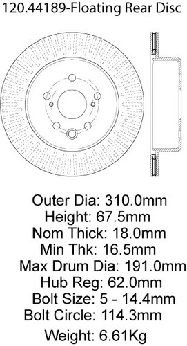 Premium Brake Rotor for 2013-2020 Lexus (GS350, GS450h, IS350, RC350) 120.44189