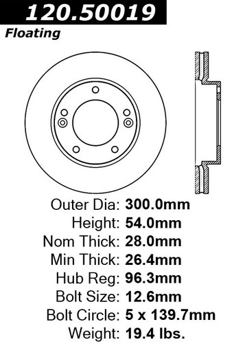 Premium Brake Rotor for 2007-2009 Kia (Sorento) 120.50019