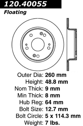 Premium Brake Rotor for 2003-2008 Honda/Acura (Accord, TSX) 120.40055