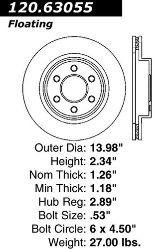 Premium Brake Rotor for 2003-2017 Dodge/SRT (Viper) 120.63055