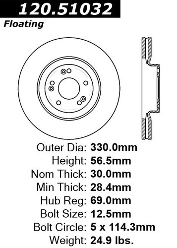 Premium Brake Rotor for 2009-2014 Hyundai (Genesis) 120.51032