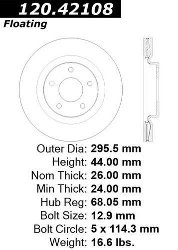 Premium Brake Rotor for 2011-2019 Nissan (Juke, Sentra) 120.42108