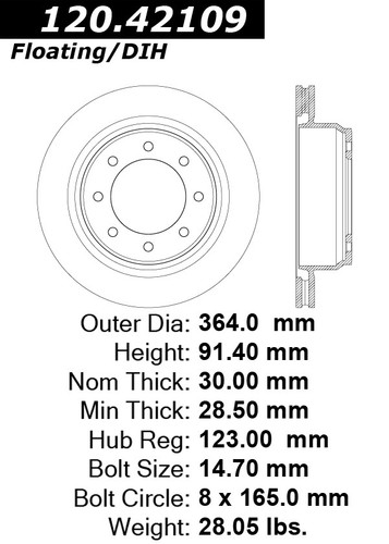 Premium Brake Rotor for 2012-2021 Nissan (NV1500, NV2500, NV3500) 120.42109