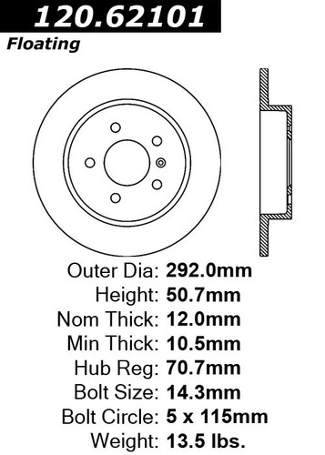 Premium Brake Rotor for 2006-2011 Cadillac/Buick (DTS, Lucerne) 120.62101