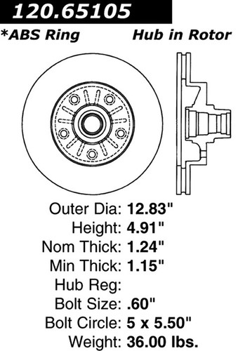 Premium Brake Rotor for 2004-2006 Ford (E-150, E-150 Club Wagon, Econoline) 120.65105